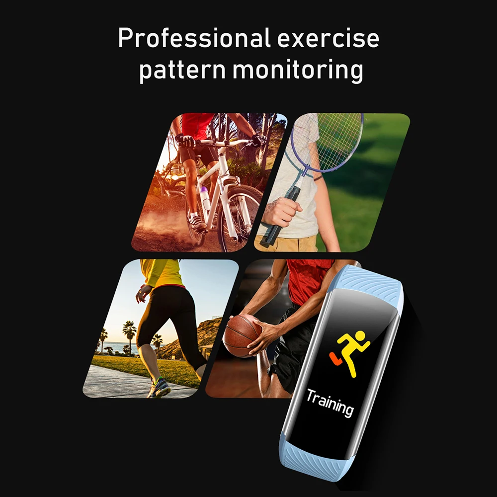 C5S Smart Bracelet IP67 Support Heart Rate Blood Pressure Blood Oxygen Measurement Call Reminder 3 Sports Modes For Men Women