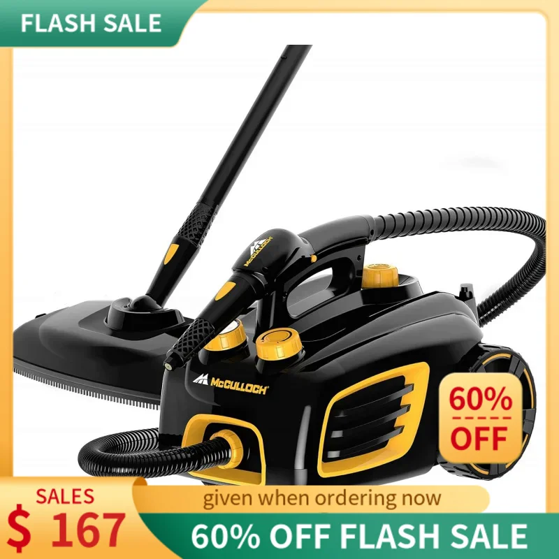 

McCulloch MC1375 Canister Steam Cleaner with 20 Accessories,Extra-Long Power Cord,Chemical-Free Cleaning for Most Floors,Counter