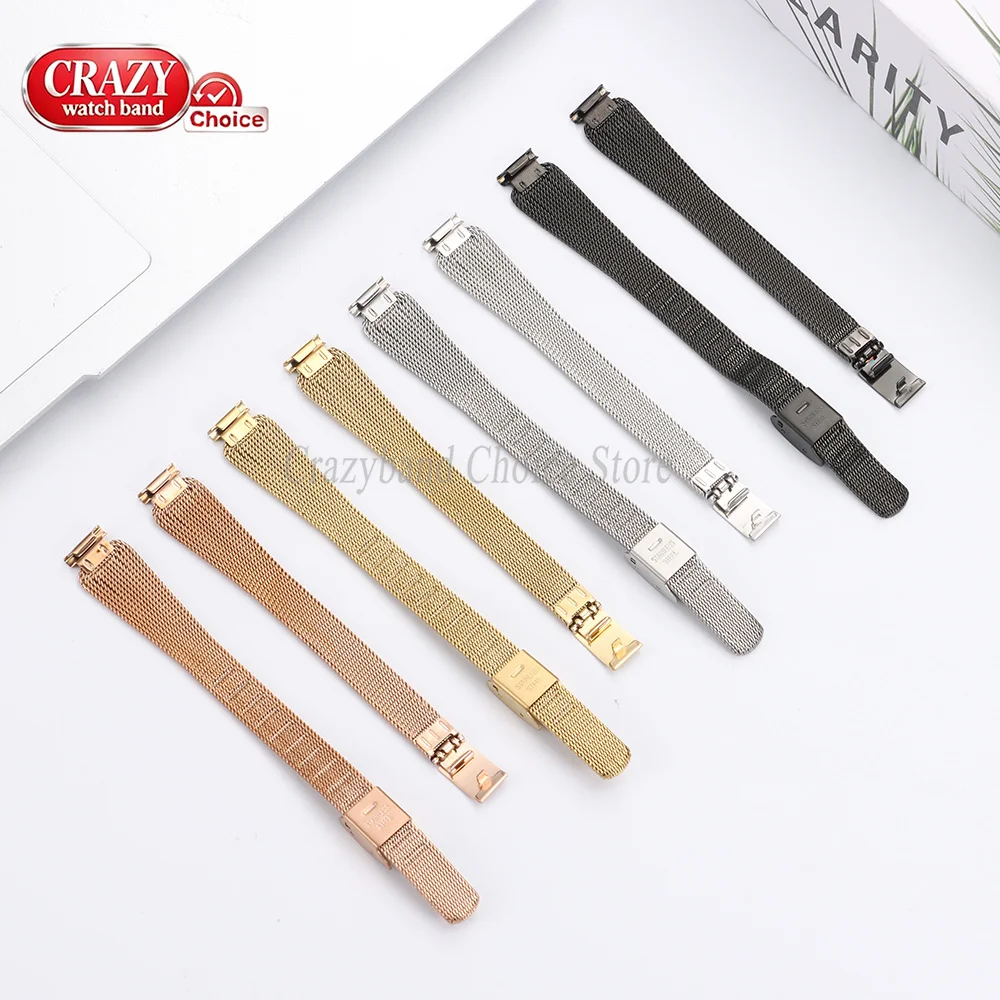 Ultra-Thin Mesh Milanese Loop Stainless Steel Women's Bracelet Strap with Folding Buckle