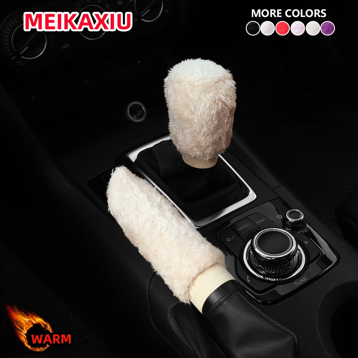 Winter Short Plush Hand Warm Anti-Freeze Car Handbrake Cover Set 2 pieces car interior supplies manual transmission hand brake cover