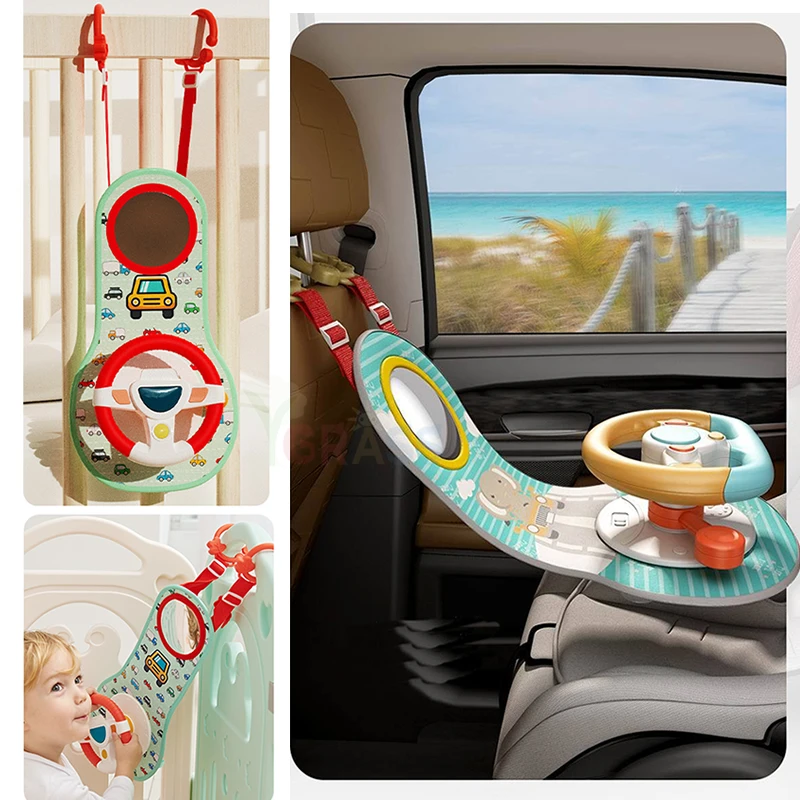 Baby Car Seat Toy Simulation Musical Steering Wheel Toy With Light Activity Seat Travel Toddler Toys For Infant Girl Boy Gifts