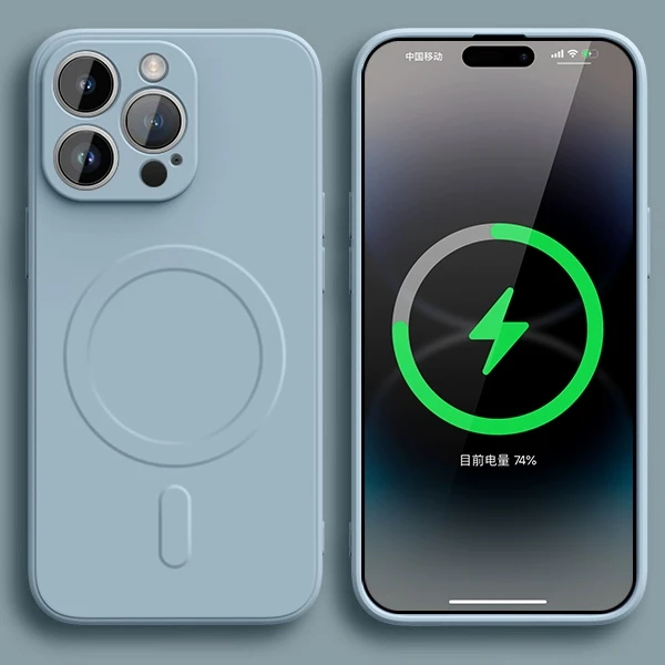 thumbnail image 1 of Original Liquid Silicone For Magsafe Wireless Charge Magnetic Case for iPhone 15 14 Plus 13 12 11 Pro X XR XS Max 7 8 Soft Cover, 1 of 5