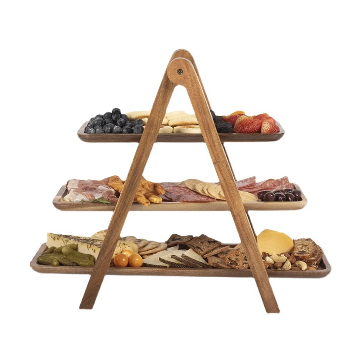 

3 Tier Serving Tray Wood Tiered Tray Decor Cake Stand Farmhouse Tiered Tray Party Serving Dishes and Platters Trays