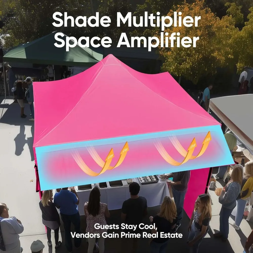 10x10 Heavy Duty Pop Up Canopy 3 Removable Sidewalls Commercial Shelter Wheeled Bag Outdoor Party Market 600D PU UPF50+, Custom 2