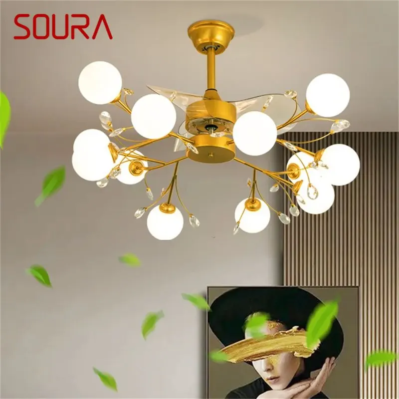 

SOURA Nordic Branch Ceiling Fan with Lights Remote Control LED Modern Fan Lamp for Home Dining Room