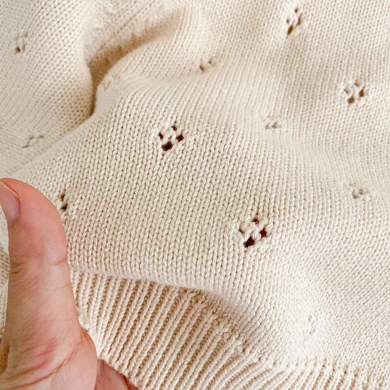 Girls Ruffle Collar Sweaters Hollow Out Baby Knitwear