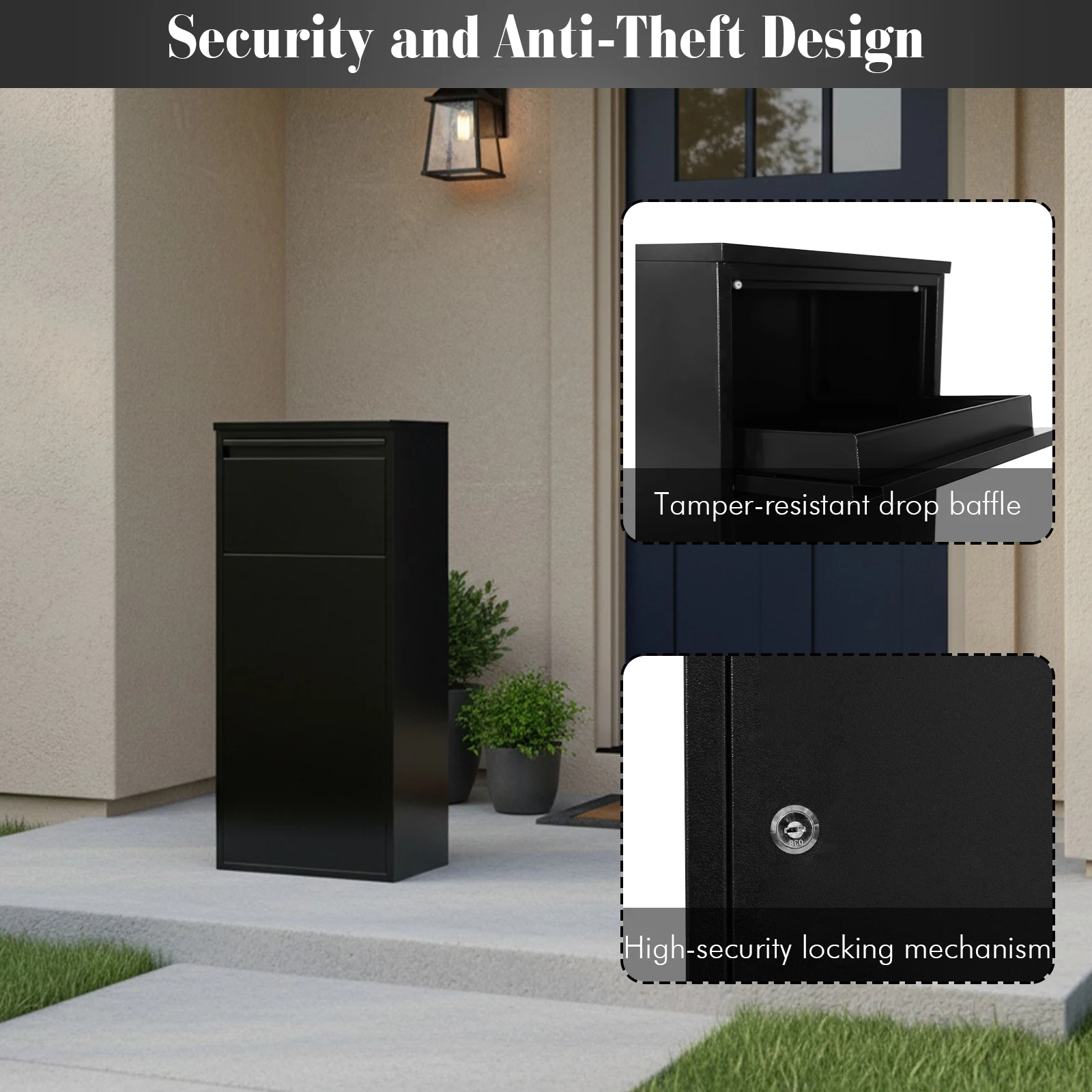 Lockable Parcel Storage Box Large Capacity Anti-Theft Express Cabinet Weather Proof for House Porch Curbside