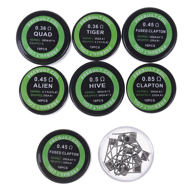 10 шт. A1 Alien Quad Hive Fused Clapton Tiger нагревательный провод, готовый RBA RDA катушка 10 шт. A1 Alien Quad Hive Fused Clapton Tiger нагревательный провод, готовый RBA RDA катушка