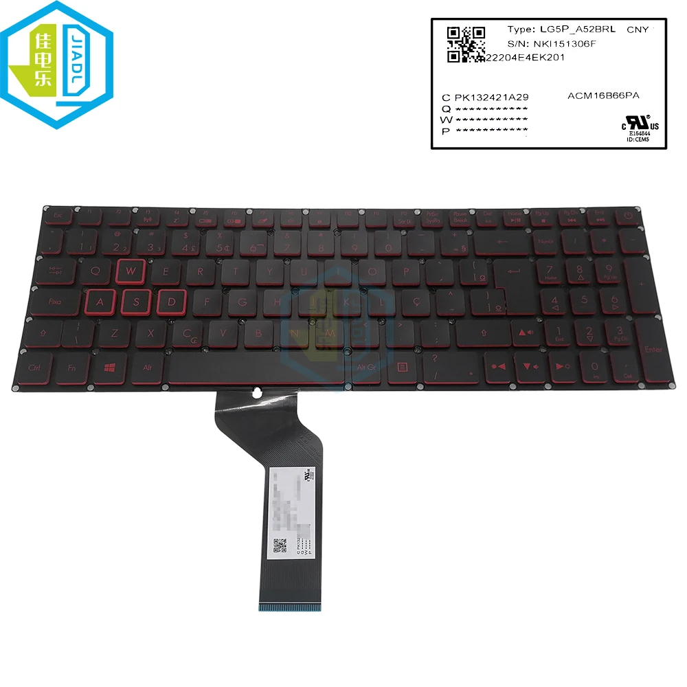 Teclado Retroiluminado para Acer Nitro Eua ru Brasil Turquia Latim Espanhol An51551 An515-52 An51531 An51541 An515-42 Lg5p-a52brl - Imagem 3