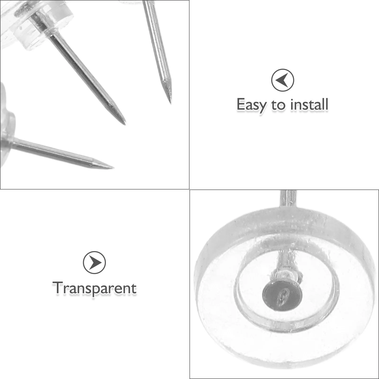 300개 투명 기어 모양 푸시핀, 코르크 게시판, 사진, 포스터, 달력, 사무실, 학교 벽용 투명 압정