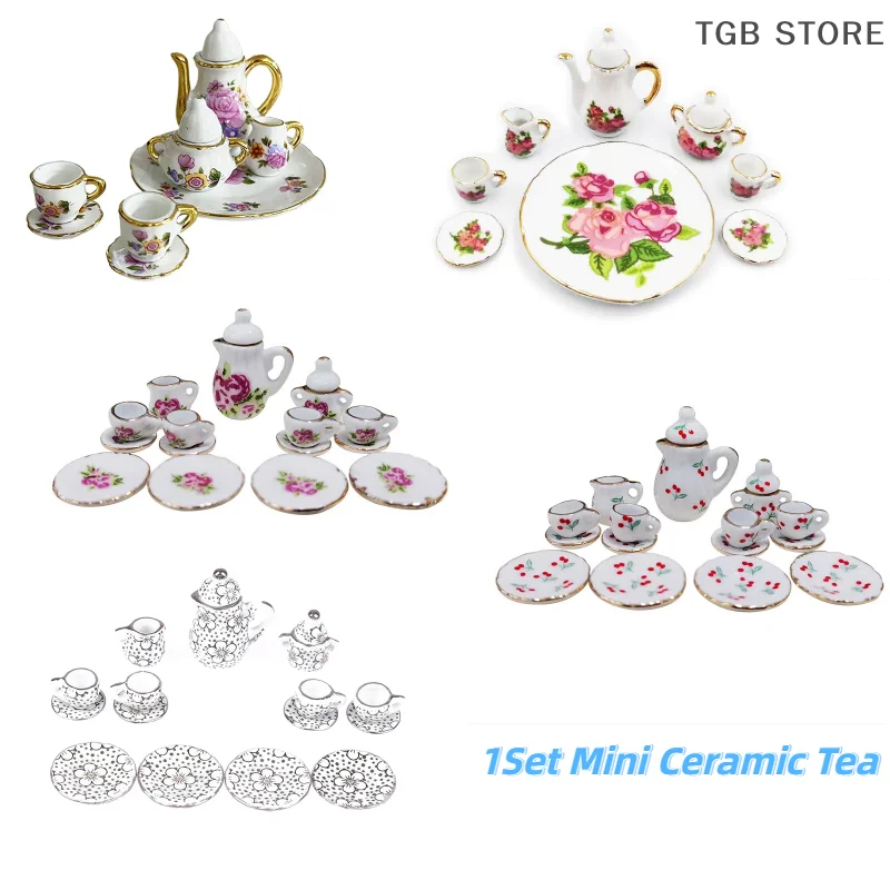 1:12 Dollhouse Miniature Mini Ceramic Tea Set Furniture Home Model Decor Toy Doll House Accessories