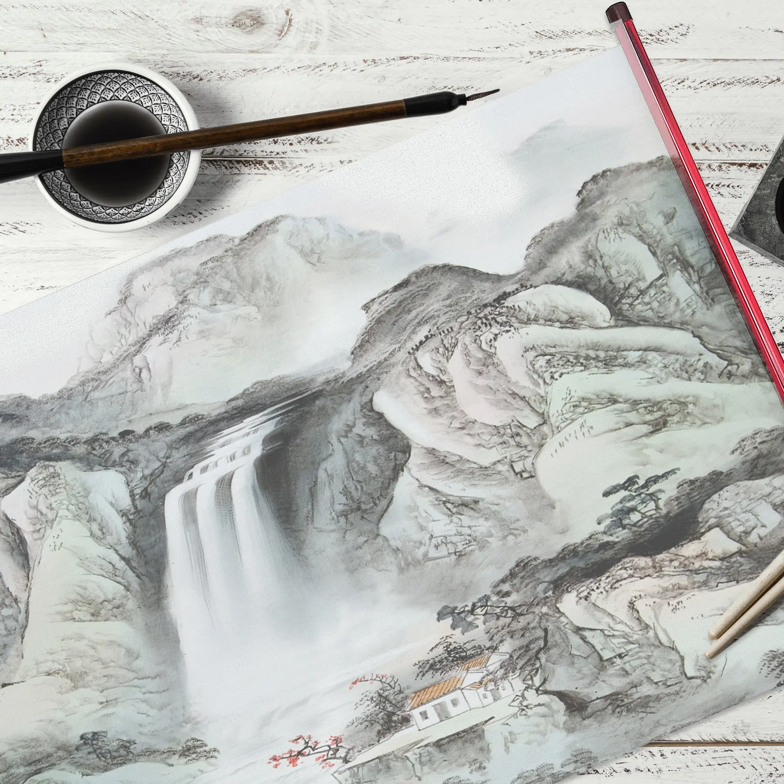 물 쓰기 스크롤 종이 빈 캔버스 중국 서예 연습용 캔버스 물 쓰기용 빈 캔버스