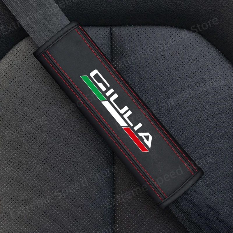 Seat Belt Covers Seat Belt Protector Leather Car Seat Belt Cushion Safety Belt Shoulder Protector Pad for Stelvio Giulietta Giulia