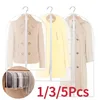 1/3/5pc Clothes Dust Cover Bag With Zipper Coat Plastic Hanging Storage Bag Household Space Saving Storage Organization For Home 1