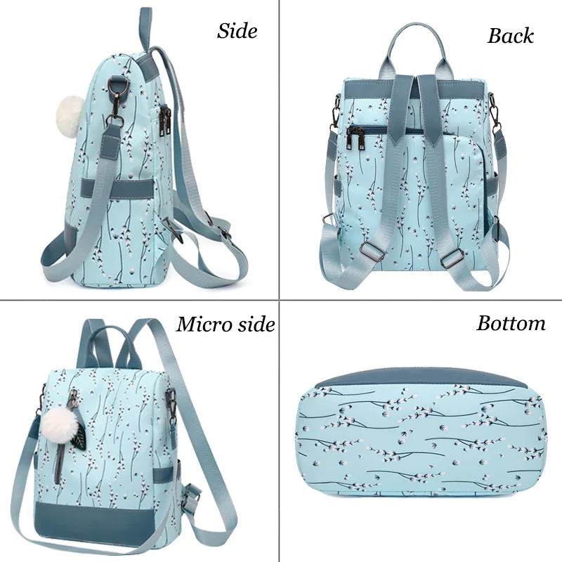 Fashion Flower Print Women Backpack Female Anti-theft Backpacks Casual Ladies School Bag High Quality Large Capacity Backpack