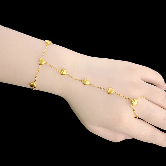 Titanium Steel 18k Gold Gold Luster Bracelet Ring Integrated Back Chain  Color Hold Bracelet Charm Bracelet - AliExpress