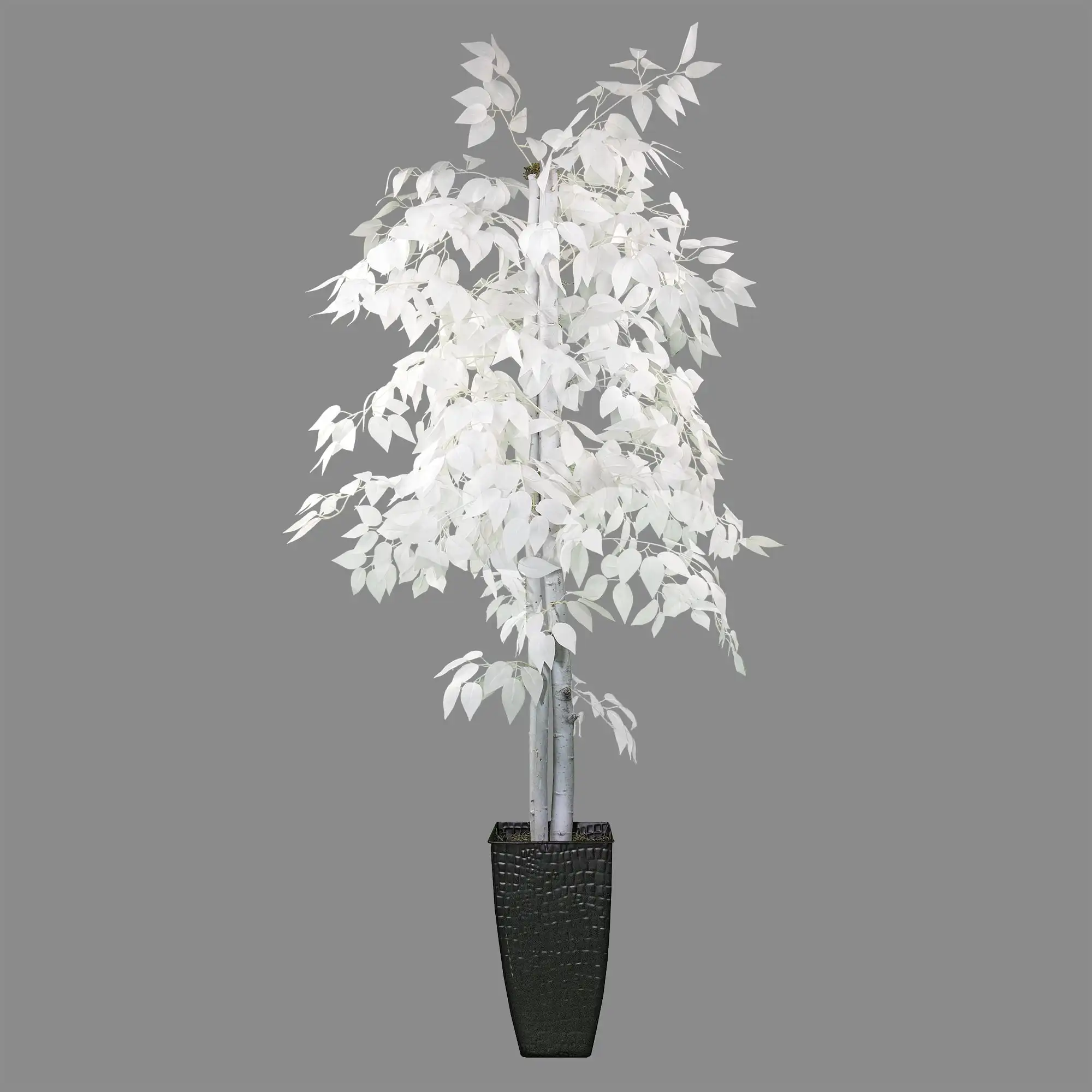 

LCG Florals 72" Tall Artificial Designer White Ficus Tree in Black Metal Pot