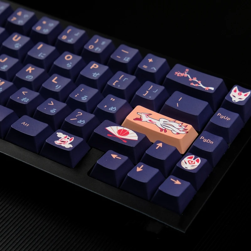 Fox Tema Dye Sublimation Key Caps Perfil Cereja Gmk Keycap Pbt Lados 61 64 68 84 87 96 980 104 108 135 Chaves Set - Imagem 2