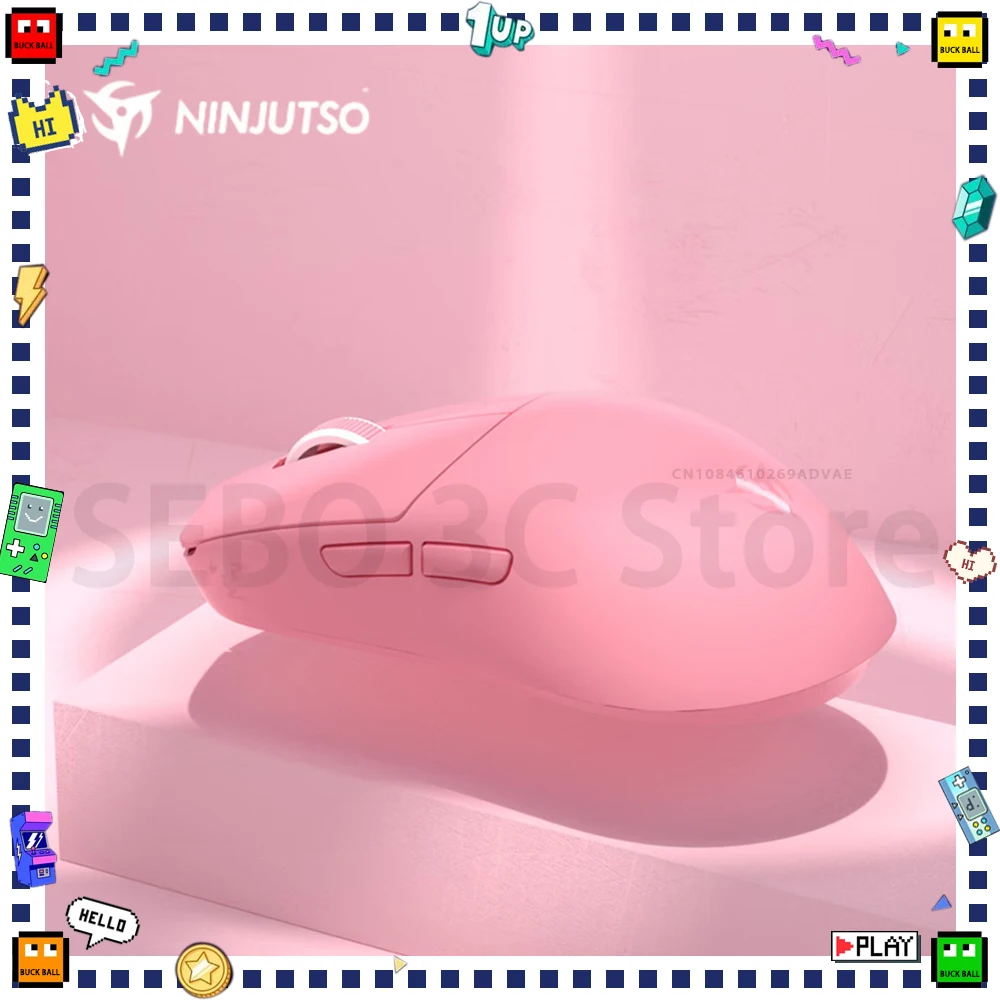 

Ninjutso Sora V2 Gaming Mouse Dual Mode E-Sports Lightweight PAW3395 Sensor 8K Low Delay Pink Wireless Mice For PC FPS Gamer