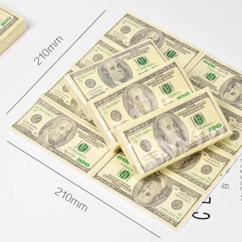8Pcs/Pack Simulated US Dollar Printed Tissue Paper Disposable Napkins Original Wood Pulp Napkin Portable Items Kitchen Utensils