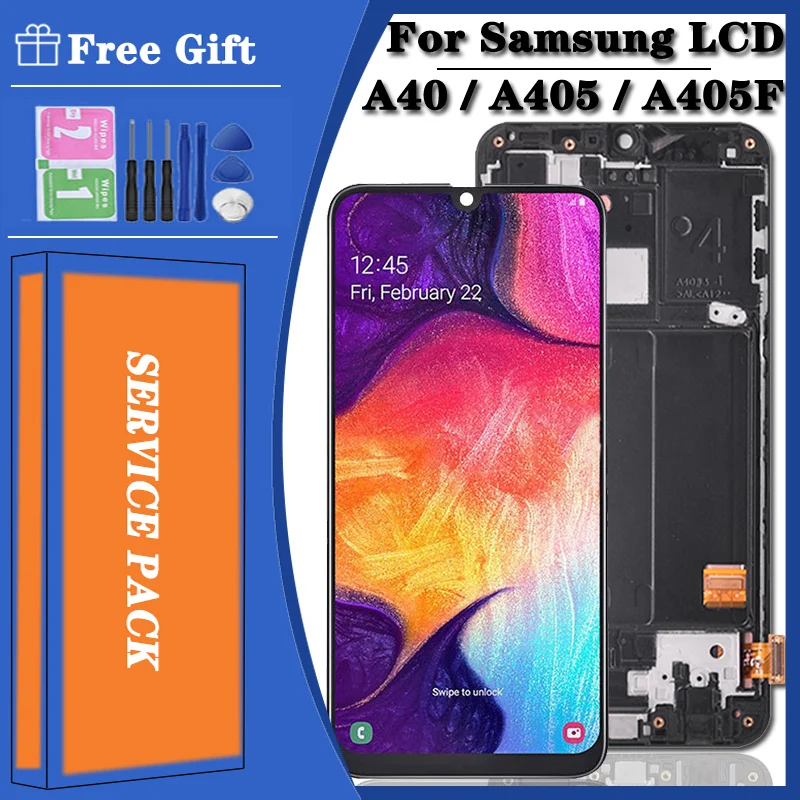 Фото Super AMOLED для Samsung A40 LCD 2019 A405 дисплей сенсорный экран дигитайзер Замена для Samsung A405F A405FN A405FM №1