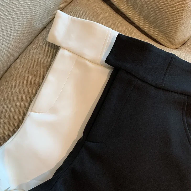 Elegant Suit Shorts Women Solid High Waist Wide Leg Shorts Office Lady Korean Fashion Black White Simple All Match Short Pants