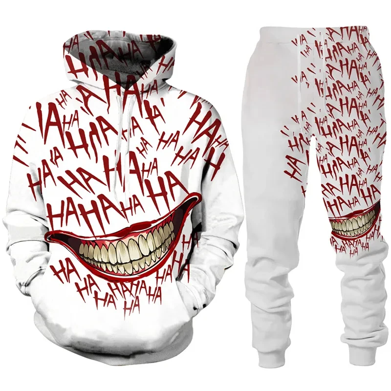 Funny Halloween Clown 3D Printed Hoodies&Pants Suit Hip Hop Men/Women Personality Streetwear Clothing Horror Movie Tracksuit Set