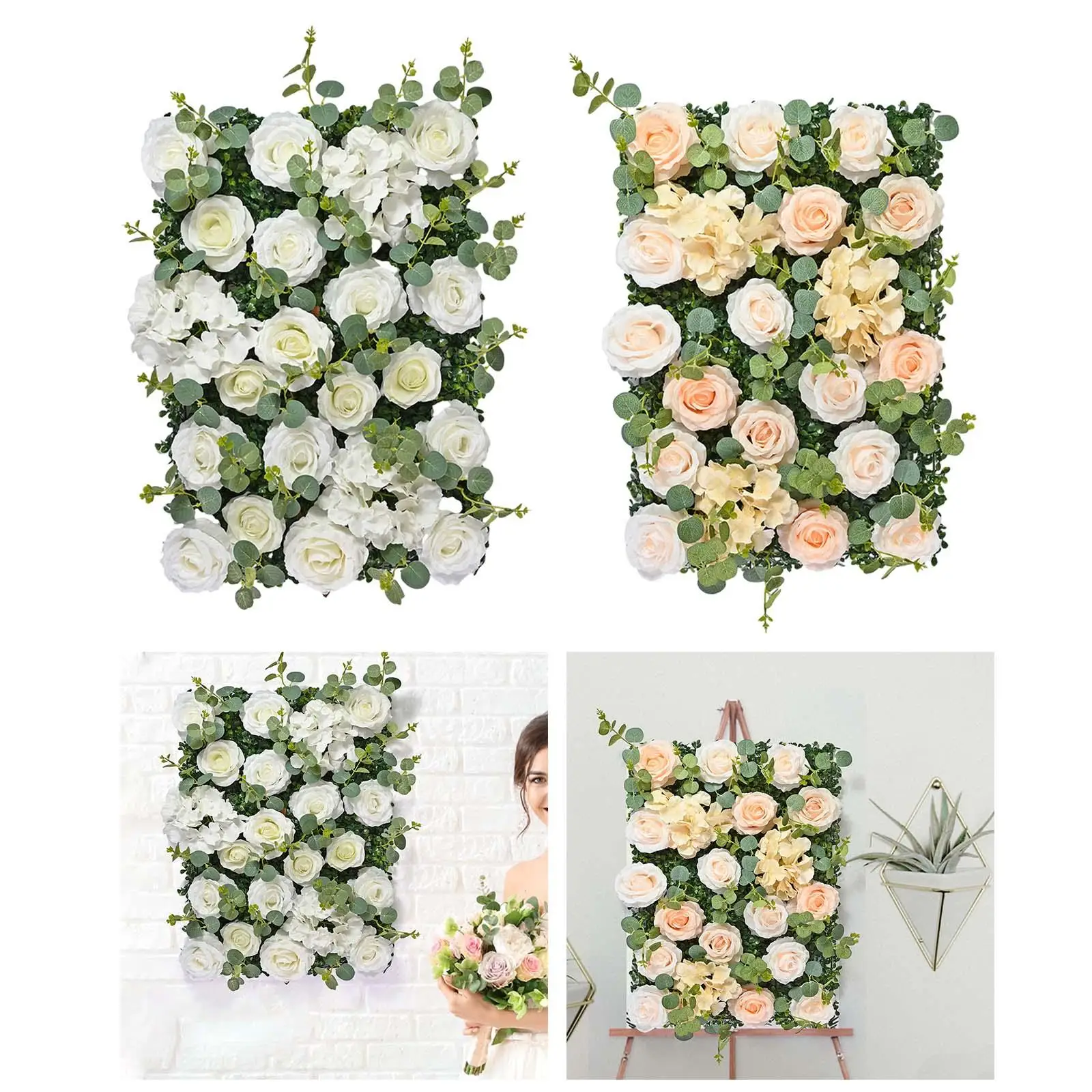 Artificial Flower Wall Panel Flower Arrangements Rose Flower Panel Backdrop for Wedding Party T Station Dining Table Ceremony