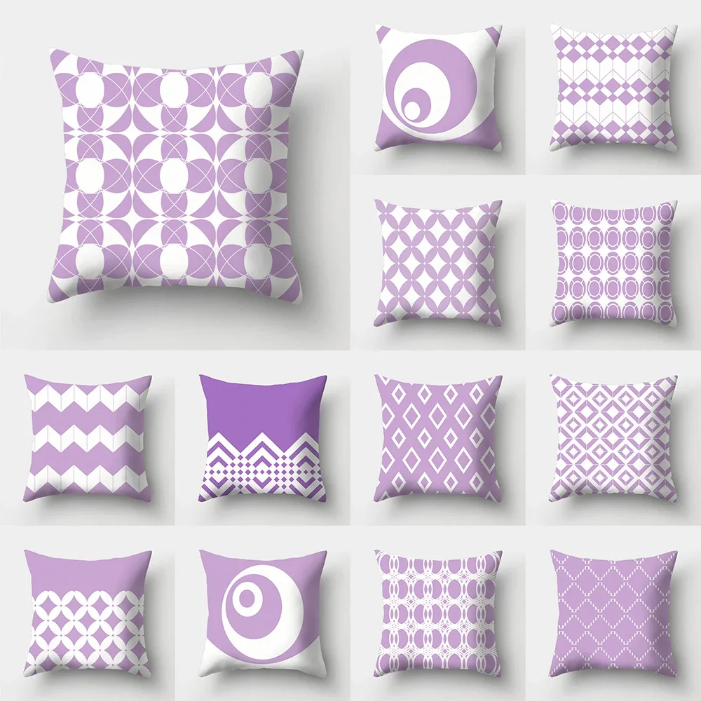 

Purple geometric stripe printed pattern cushion cover for home living room sofa decoration throw pillow pillowcase 45X45cm