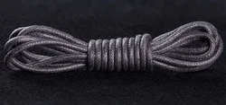 Premium Waxed Cotton and Leather Waterproof Shoelaces - 180 cm (Dark Gray)