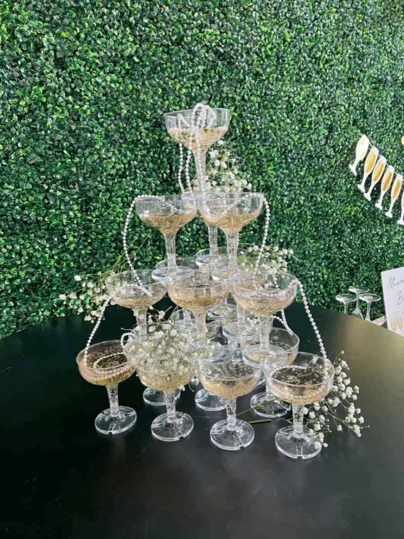 ZOMUIA 30 Bicchieri Per Champagne In Acrilico Con Incastro Per Torre: Calici Riutilizzabili Per Matrimoni, Feste E Cocktail - 5
