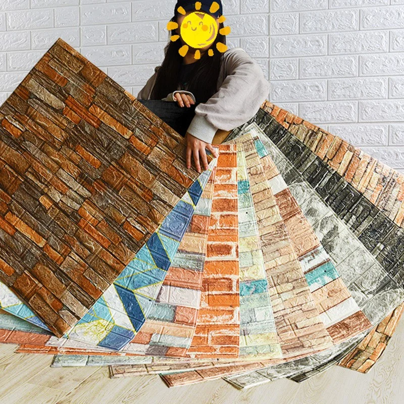 

1/5/12pc 35*30cm Wallpaper Brick 3D Wall Sticker Foam Self Adhesive DIY Living Room Decoration Waterproof Paper Room Decoration