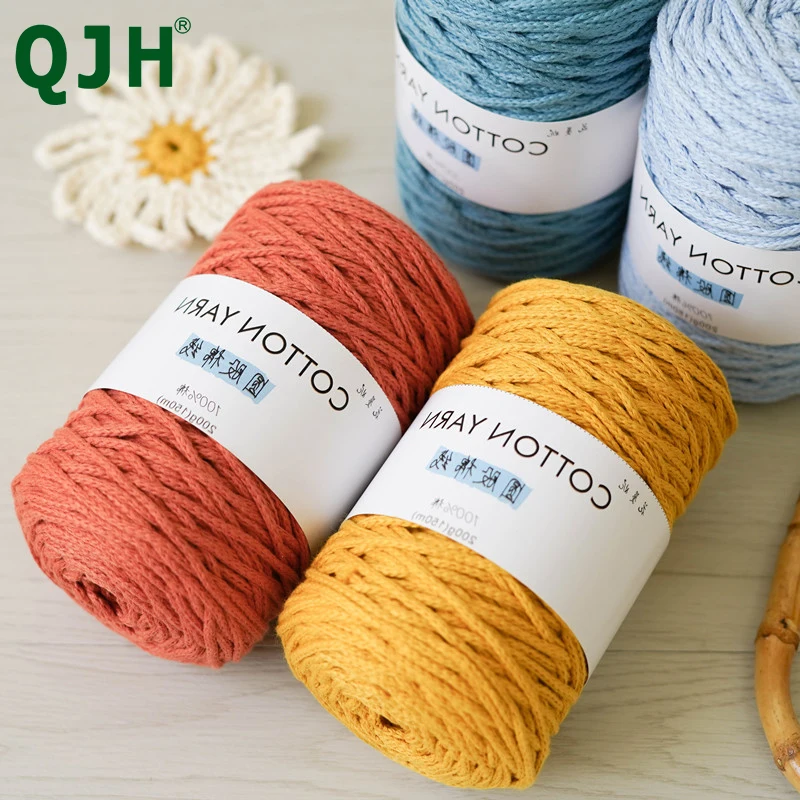 

200g 150m Cotton Thread Round Strand Yarn 100% Cotton Yarn Woven DIY Crochet Hand Knit Bag Carpet Tapestry Cotton Rope 3mm