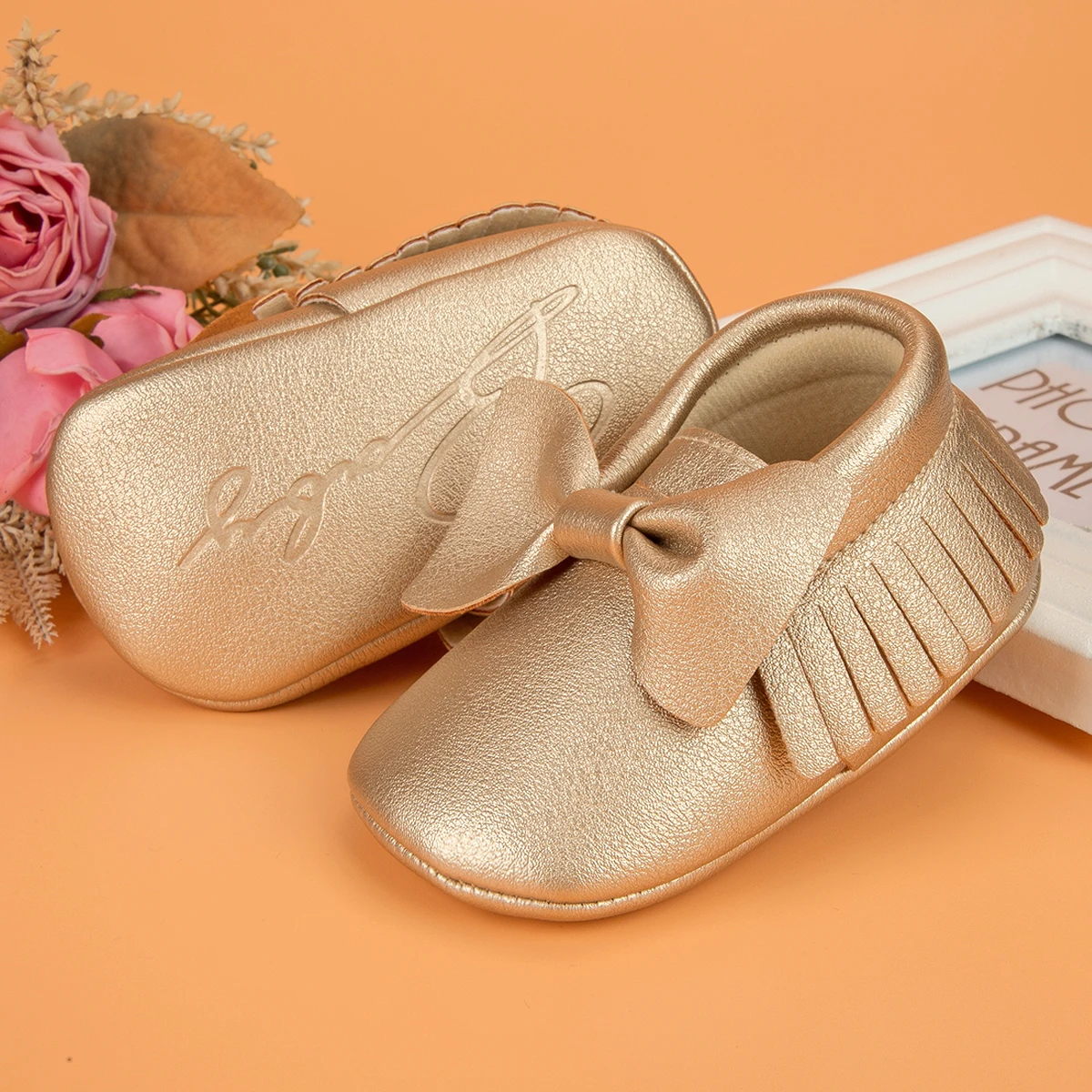 KIDSUN Baby Girl Princess Pink Shoes Bow-Knot Pu Solid Color Soft Sole Flat Toddler First Walker Gift Infant Crib Shoes 0-18M 3