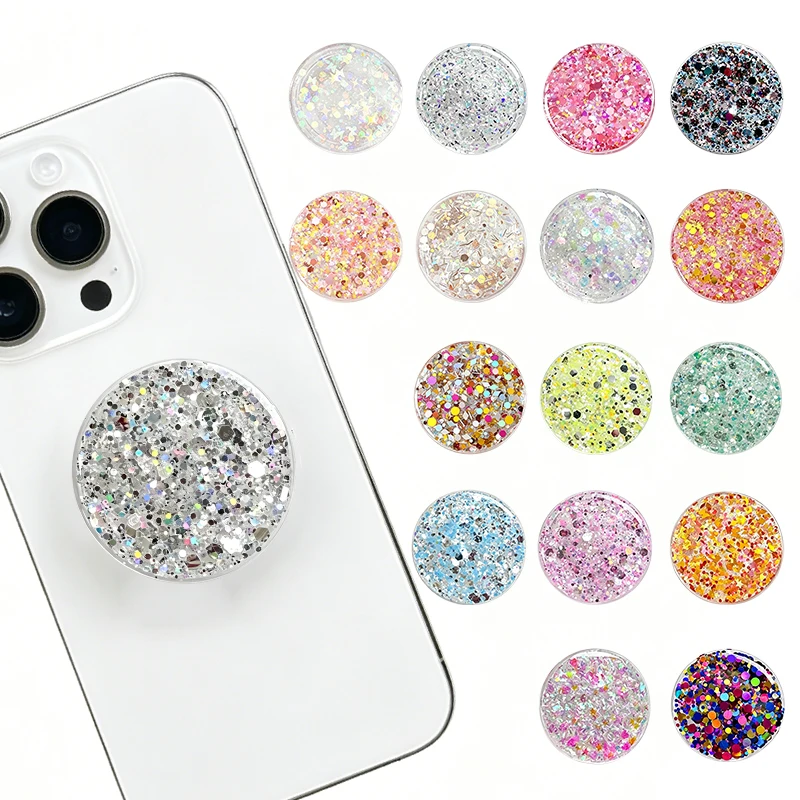 Glitter Foldable Phone Grip and Ring Holder with Adhesive