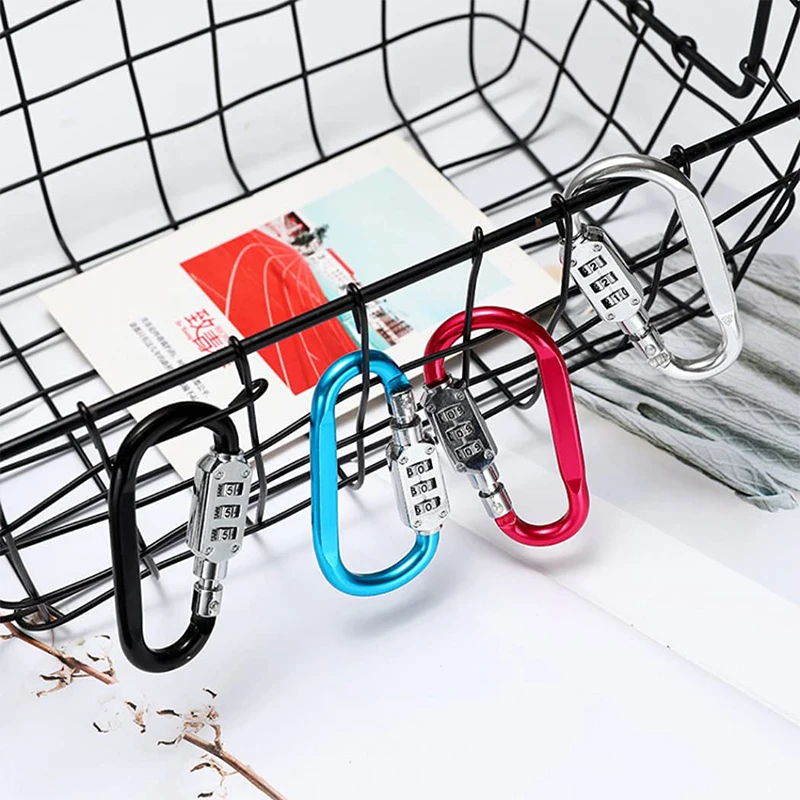 Combination Locking Carabiner Clip Hook Password Resettable Keyless Padlock Key Chain Buckle Backpack Outdoor Travel Padlocks