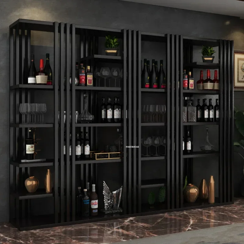 Retro Display Cabinet Industrial Wind Bar Furniture European Iron Bar Wine Cabinets Home Wine Rack Living Room Storage Display