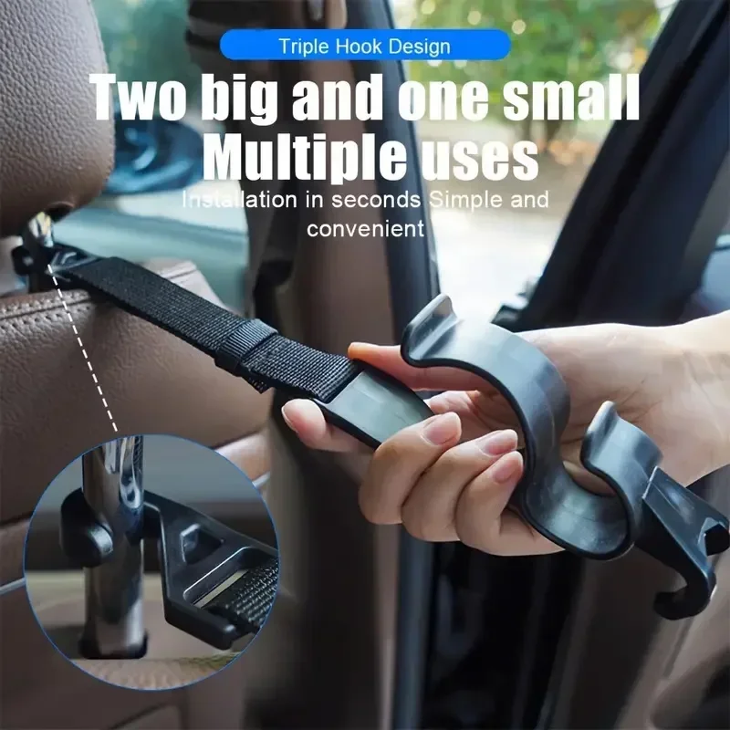 2Pcs Car Back Seat Hook Multifunctional Rear Headrest Hook Holder Adjustable Umbrella Trunk Mount Auto Interior Accessories