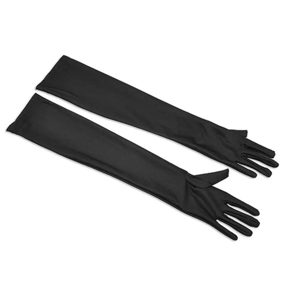 2 Paia Guanti Lunghi Da Sera Eleganti In Raso Per Donna - Nero E Bianco, 55cm Fino Al Gomito - Per Matrimoni, Ballo, Carnevale - 2