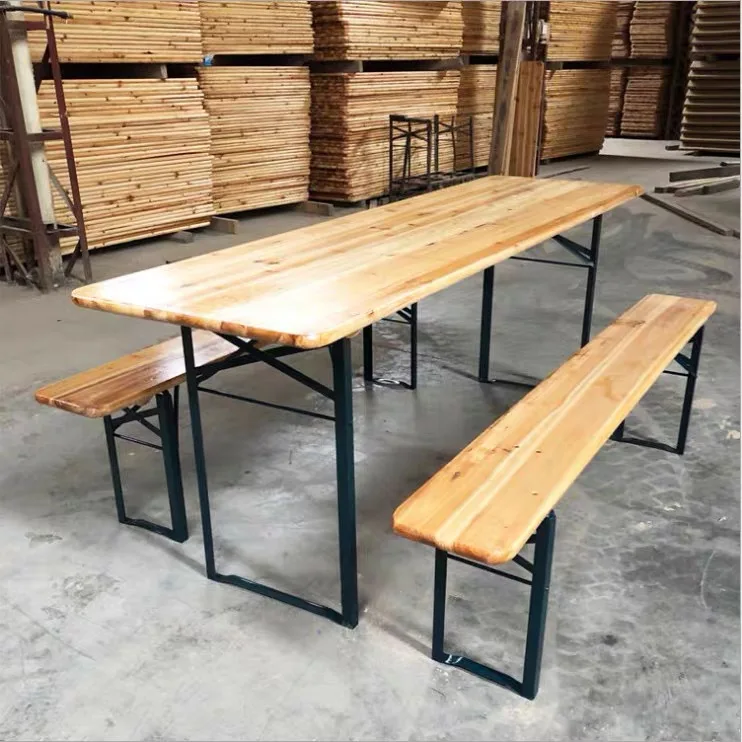 

Customized outdoor folding tables and chairs in natural wood color