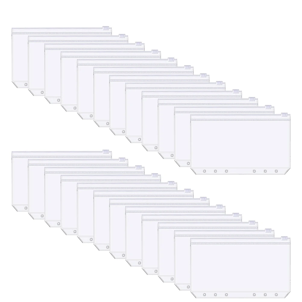 Tasche per raccoglitori A6 da 25 pezzi tasche per raccoglitori a 6 fori in PVC trasparente cartella con cerniera buste economiche in plastica per soldi