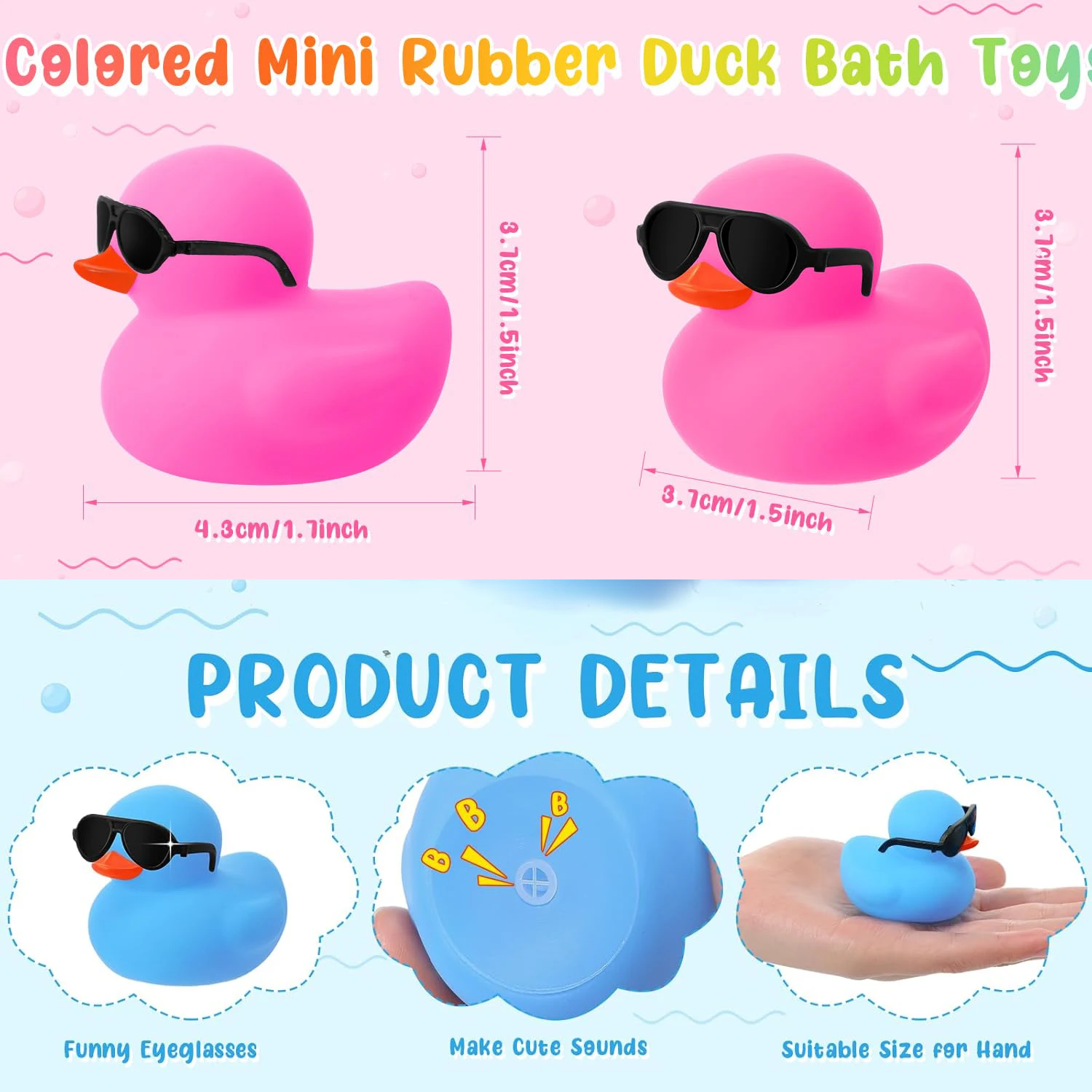100 Pcs Mini Rubber Ducks Wholesale Yellow Rubber Duck Toy Rubber Tub Toys Squeak and Float Ducks Party Favors 2