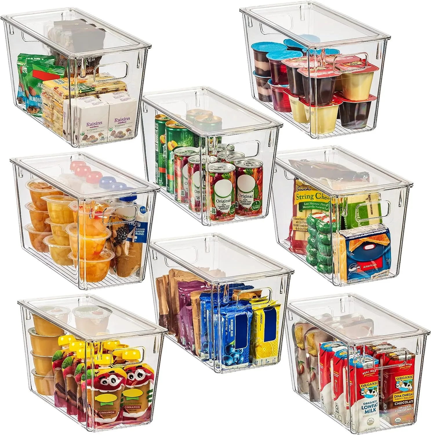 

Plastic Storage Bins with Lids – Perfect Kitchen Organization or Pantry Fridge Organizer, and Bins, Cabinet Organizers 8 Pack