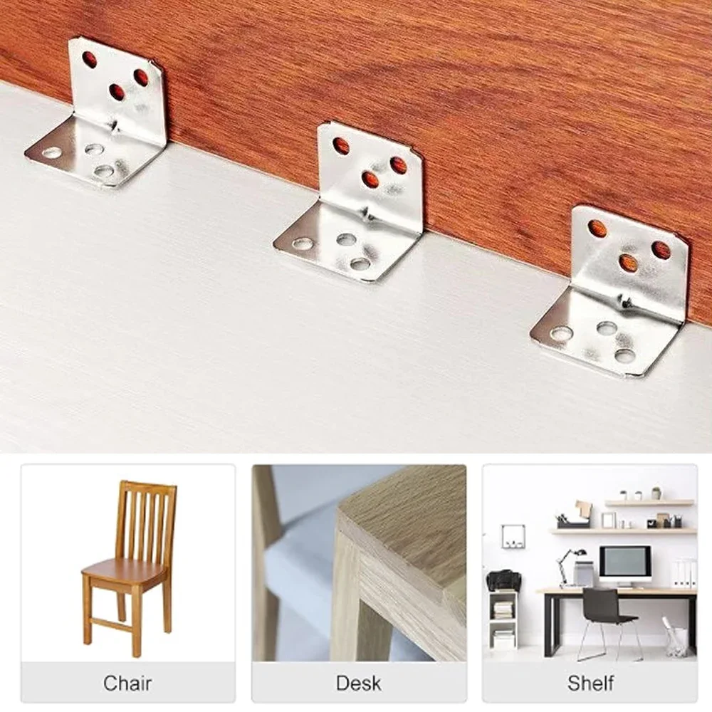 Description Picture 6 of item16pcs stainles steel bracket, wide angle bracket connected to load 90 degree angle bracket, right angle wooden cabinet furniture