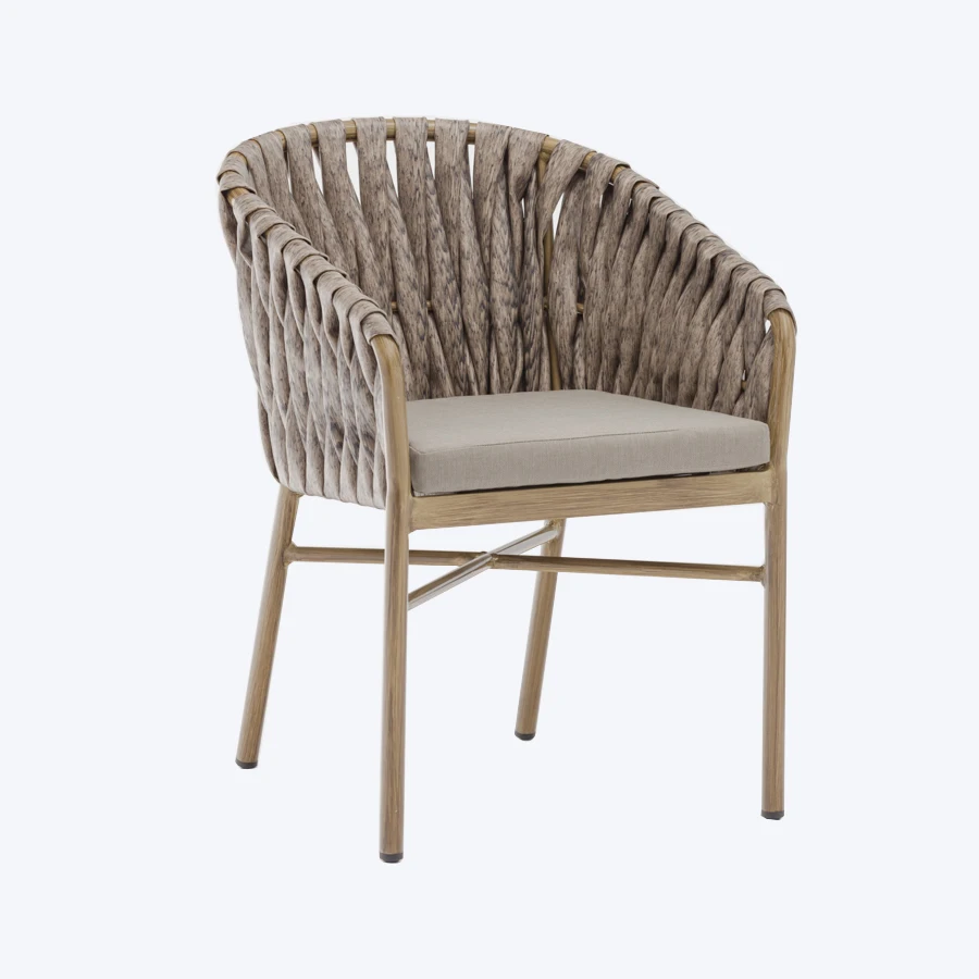 

Rattan wicker furniture sets outdoor UV-resistant rattan dining armrest garden aluminium tube nordic PE rattan chair