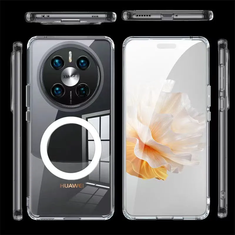

Магнитный чехол Magsafe для Huawei Mate 60 Pro, прозрачный чехол Magsafing с беспроводной зарядкой для Huawei Mate 60, 50, 40 Pro