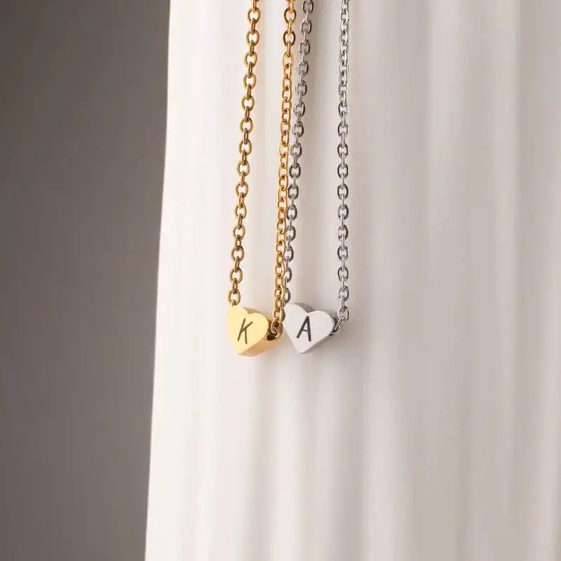 

Dainty Heart Initial Necklace Minimalist Engraved Custom Monogram Necklace Unique Christmas Gifts for Women