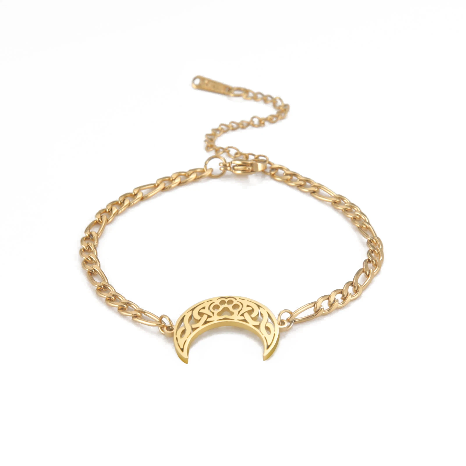 Amaxer Cute Animal Cat Paw Moon Stainless Steel Bracelet For Women Man Friend Birthday Jewelry Gifts Wholesale 5