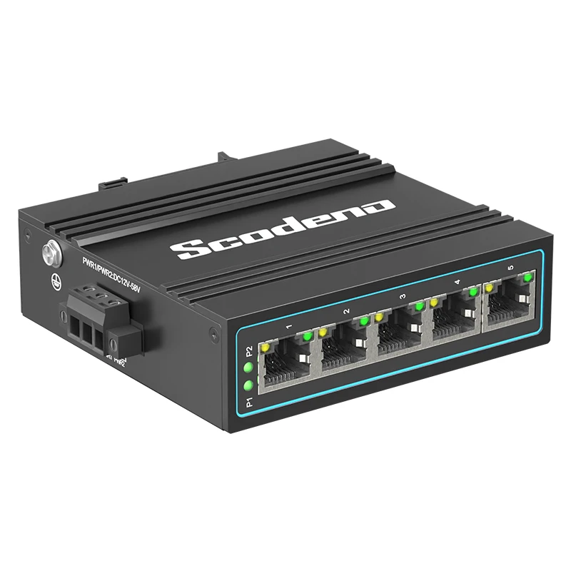 Interruptor Industrial da Rede do Ethernet Metal do Megabit Ip40 5-port Ruído-trilho Desbloqueado - Imagem 2