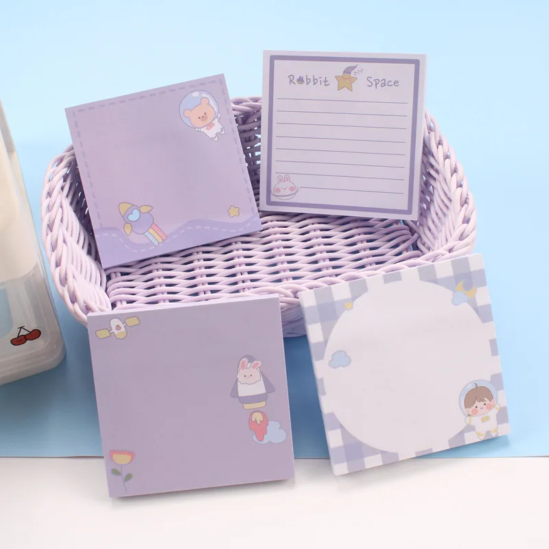 Notepad Cartoon Memo Pad Korean Cute Rabbit Color Sticky Notes Japanese Student Stickers Message School Office Plan Tag Notebook